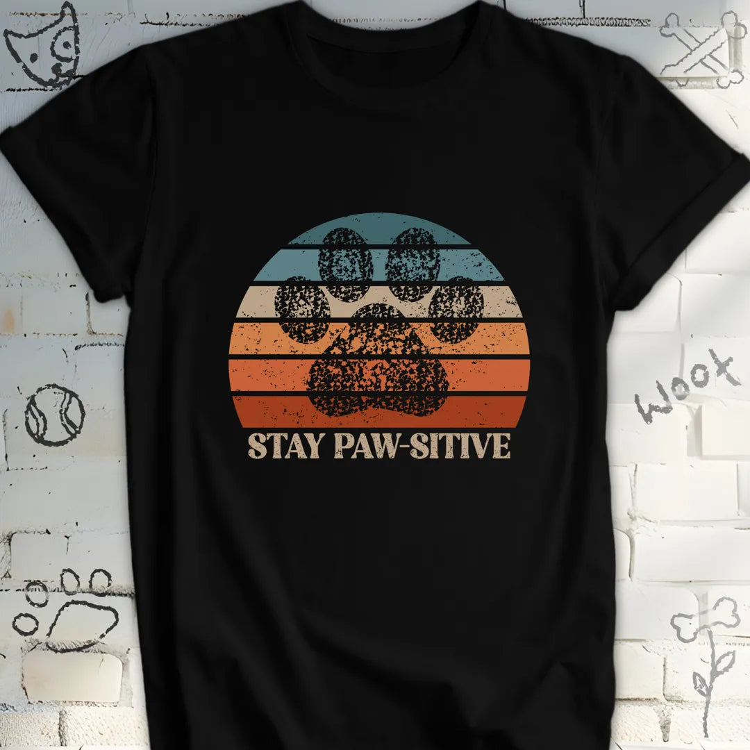 Stay Pawsitive Retro Sunset T-Shirt