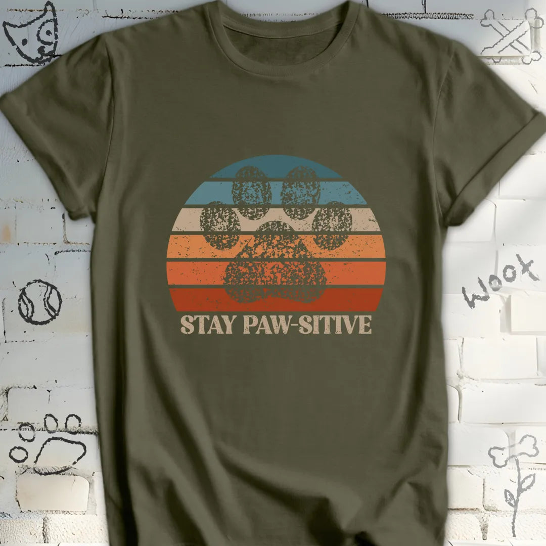 Stay Pawsitive Retro Sunset T-Shirt