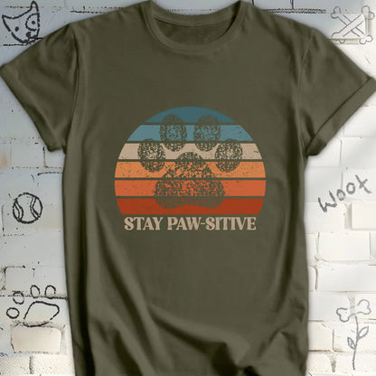 Stay Pawsitive Retro Sunset T-Shirt