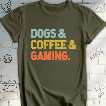 Dogs, Coffee, and Gaming T-Shirt