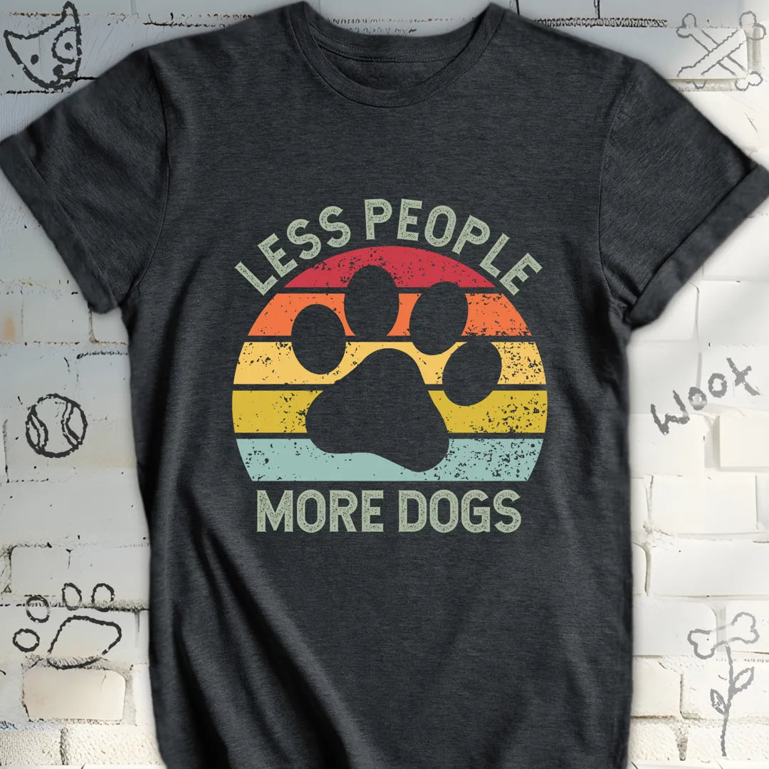 Less People More Dogs Retro Sunset T-Shirt