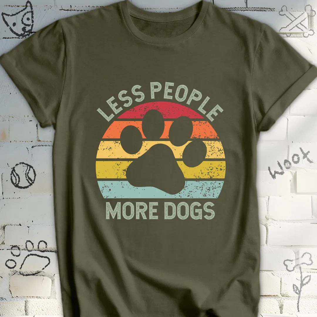 Less People More Dogs Retro Sunset T-Shirt