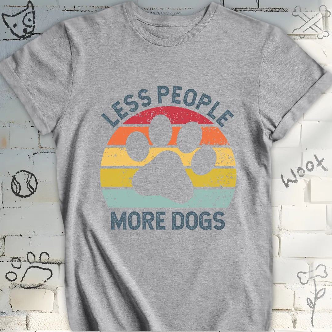 Less People More Dogs Retro Sunset T-Shirt