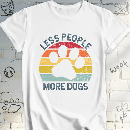 Less People More Dogs Retro Sunset T-Shirt